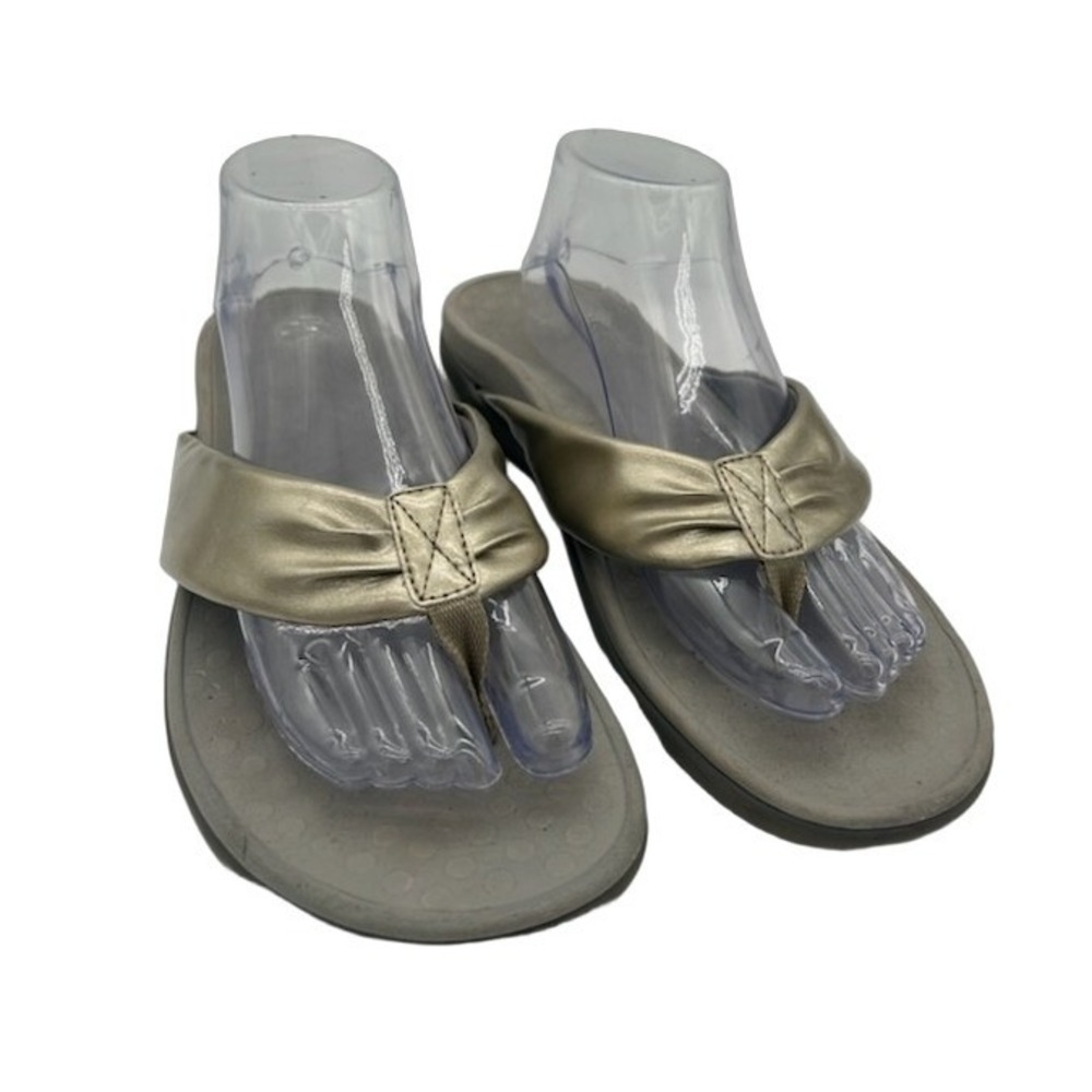 Vionic Melo Sandals Women's Size 9 M Gold Metallic Orthotic Arch Support Thongs